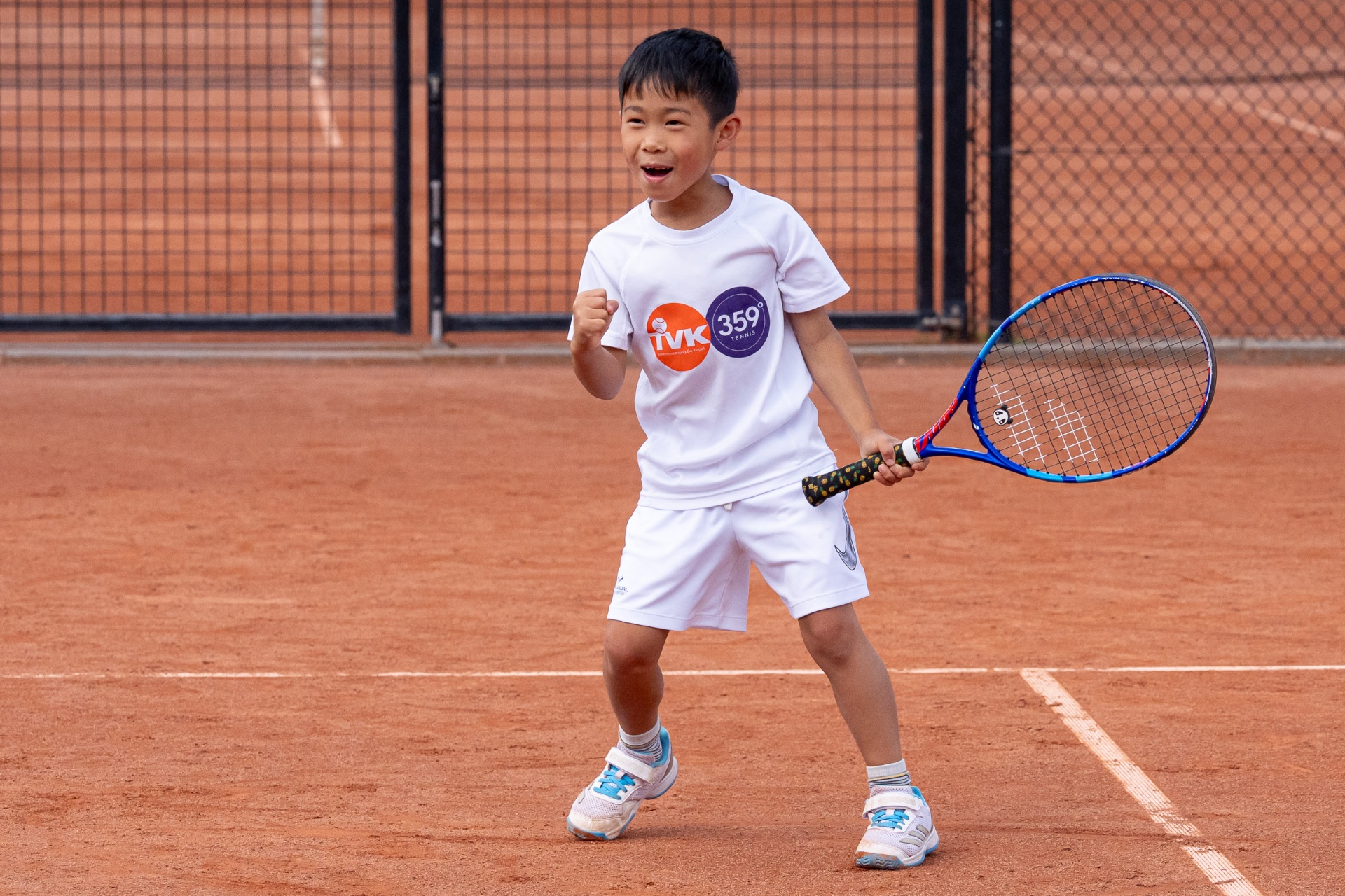 Player celebrating a victory on court — 359.tennis, NTC Amstelveen