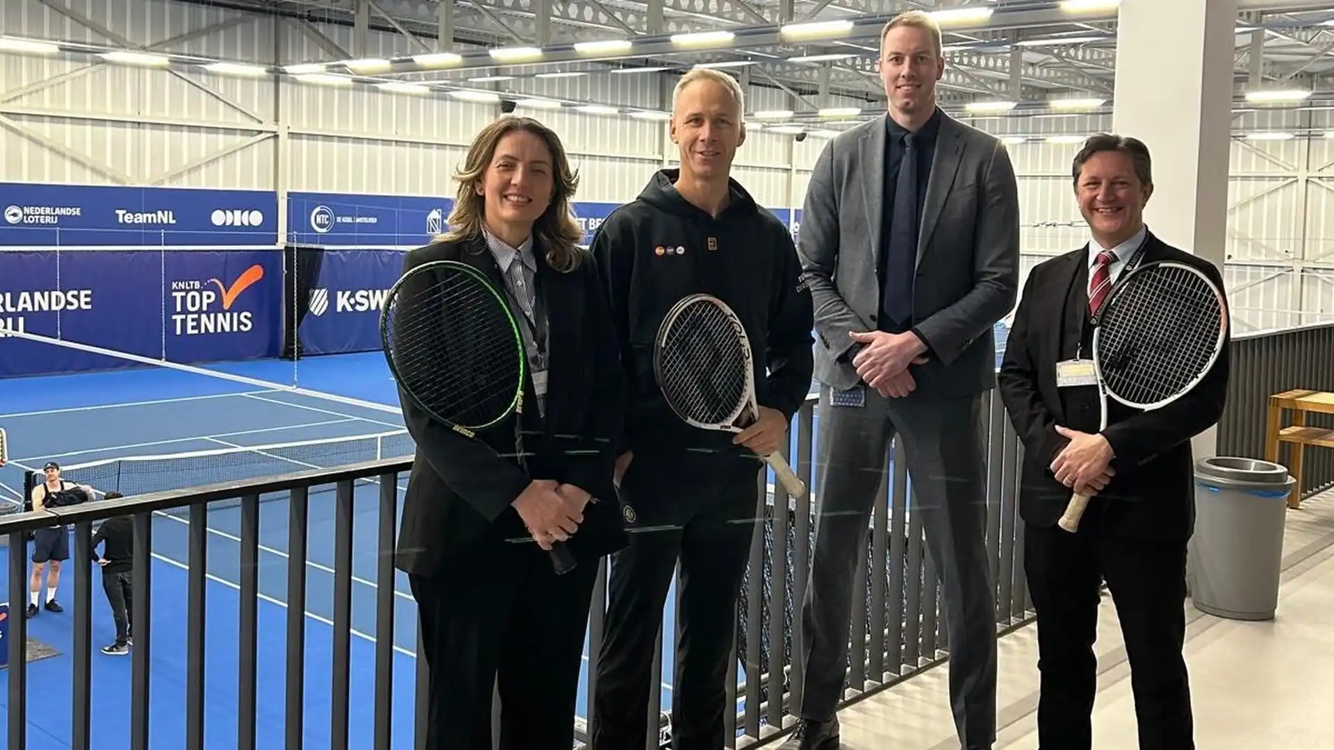 Representatives of AMITY International School and 359.tennis at NTC De Kegel during the partnership launch